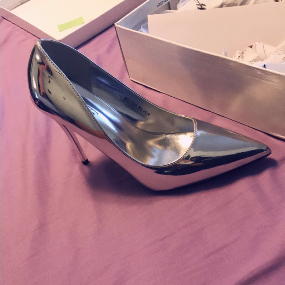 Silver high heels